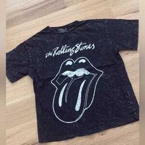 Zara Charcoal Rolling Stones Tongue Tee
